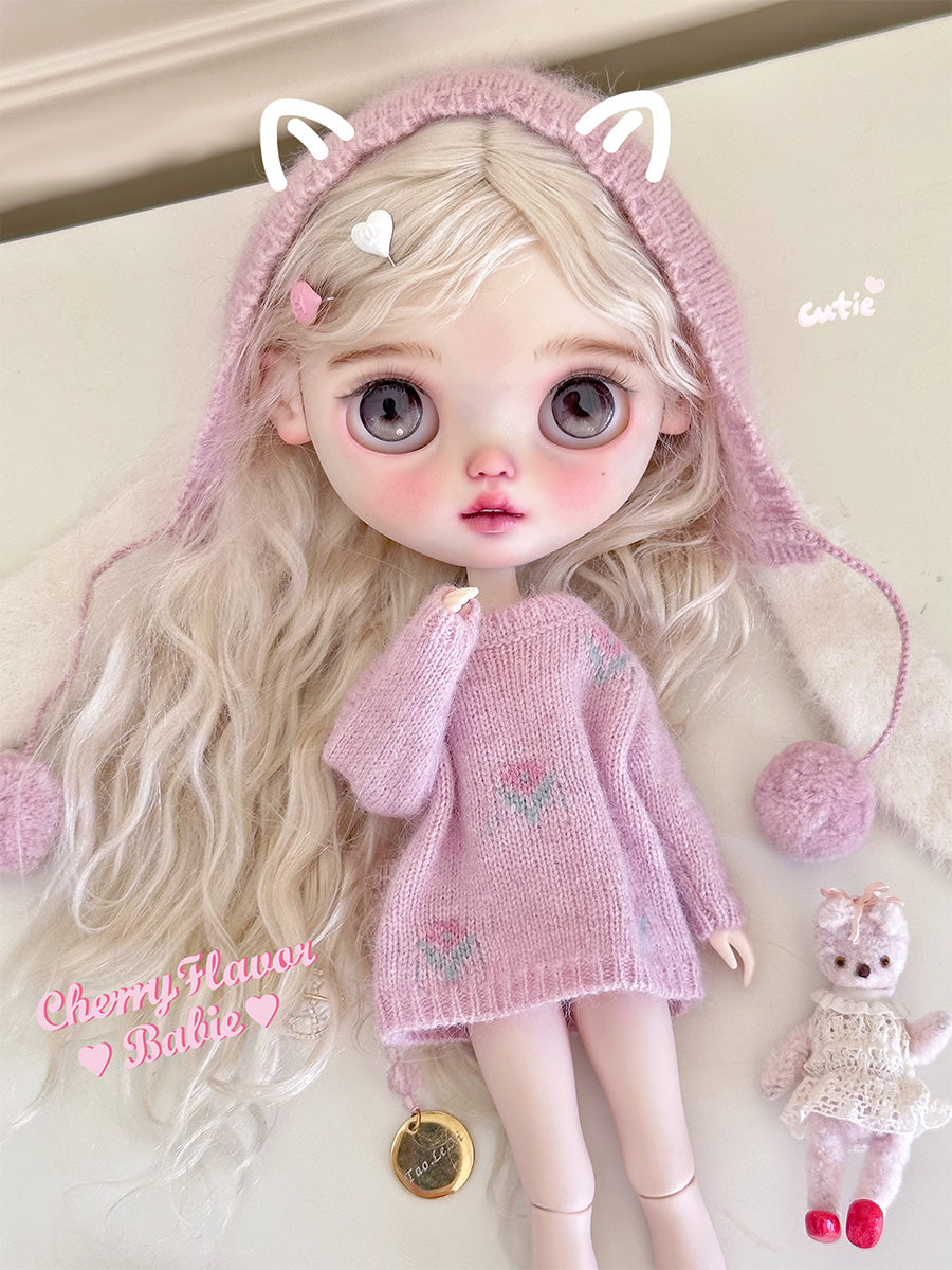 Cherie Custom Blythe OOAK - Pink Knit Doll - ToastDoll