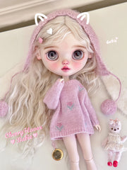 Cherie Custom Blythe OOAK - Pink Knit Doll - ToastDoll