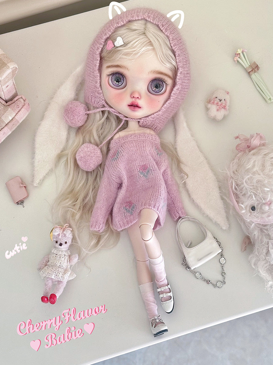 Cherie Custom Blythe OOAK - Pink Knit Doll - ToastDoll