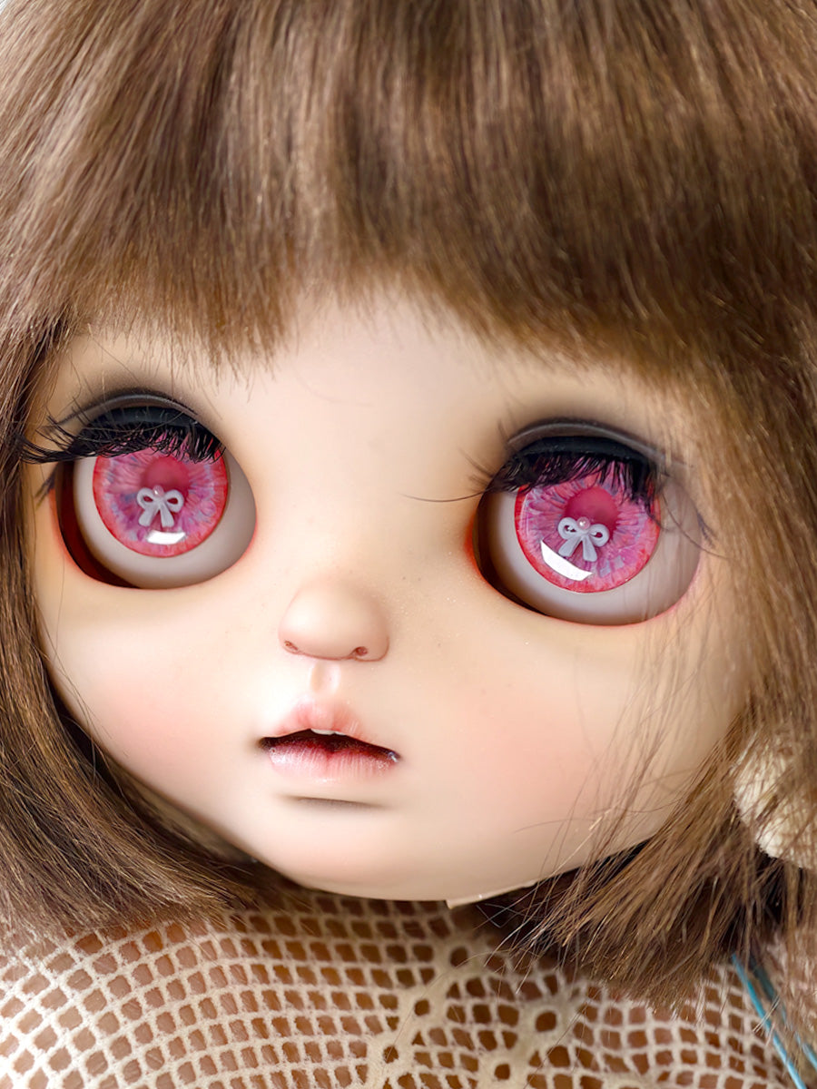 Handmade Blythe Eyechips, Pink Tone, Bow