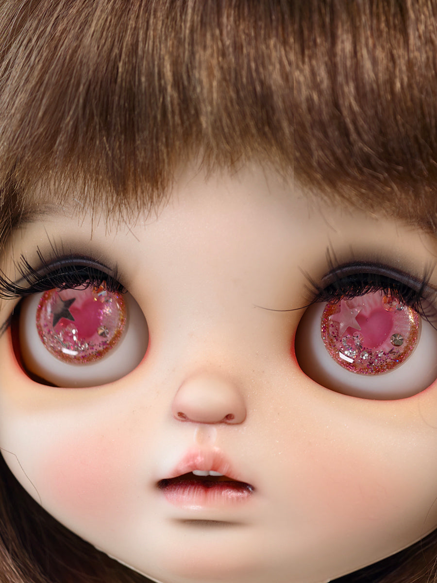 Handmade Blythe Eyechips, Pink Tone, Star & Heart