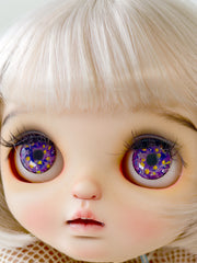 Handmade Blythe Eyechips, Purple Tone, Yellow Dots