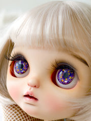 Handmade Blythe Eyechips, Purple Tone, Yellow Dots