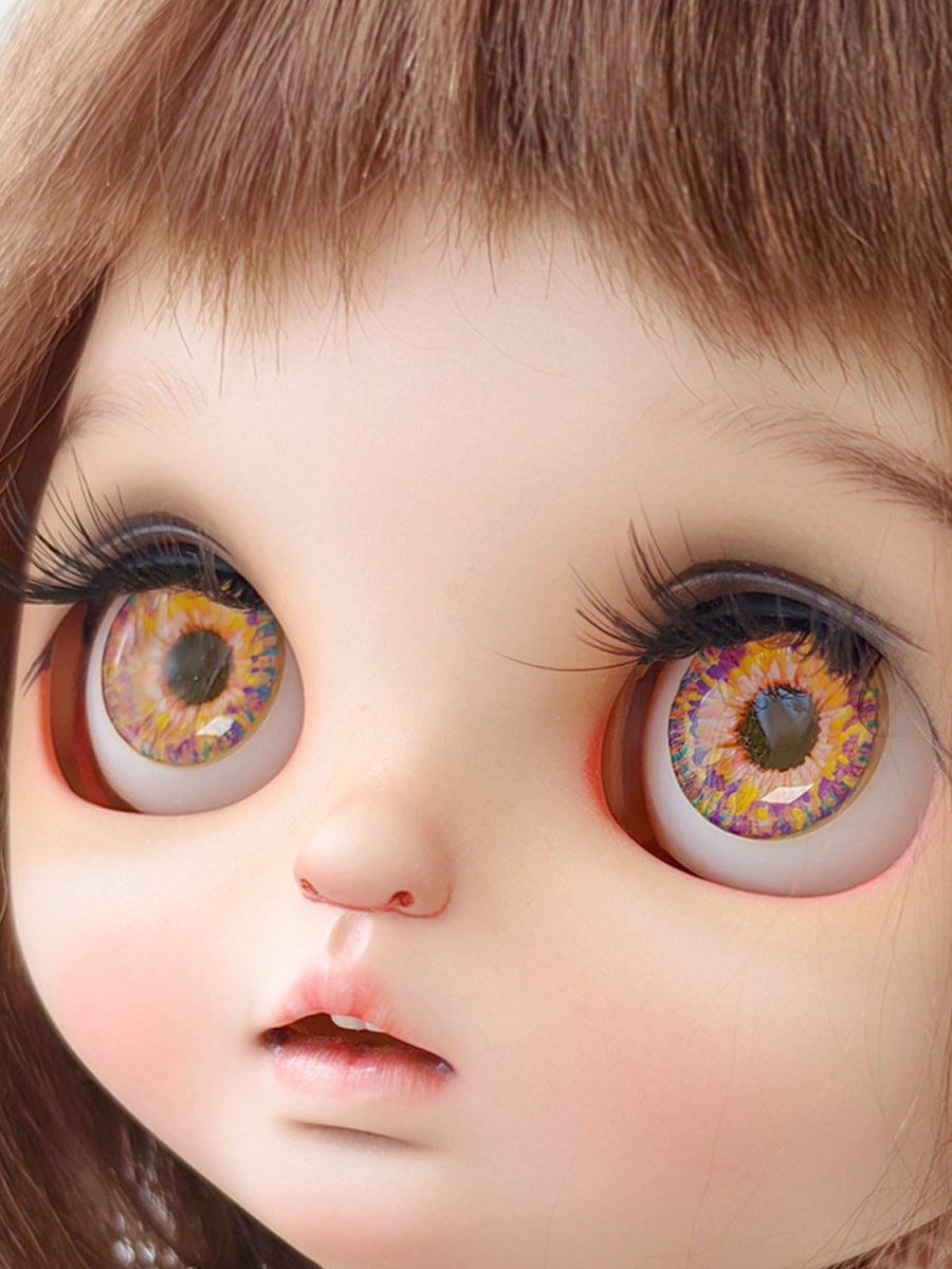 Handmade Blythe Eyechips, Orange Tone, Iris Blossom