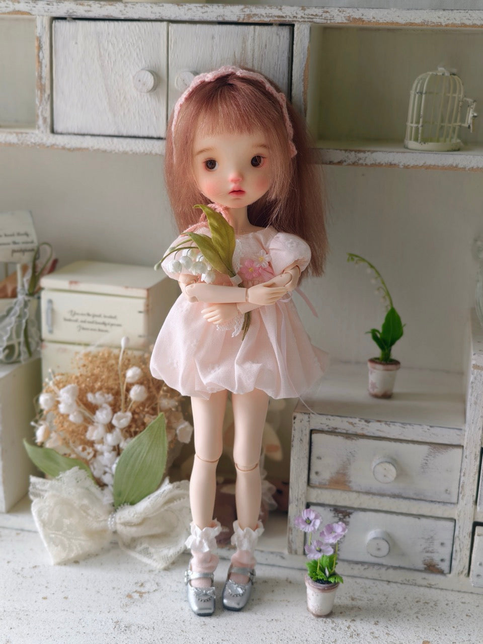 Peaches Custom 1/6 BJD OOAK - Spring Pink Doll - ToastDoll