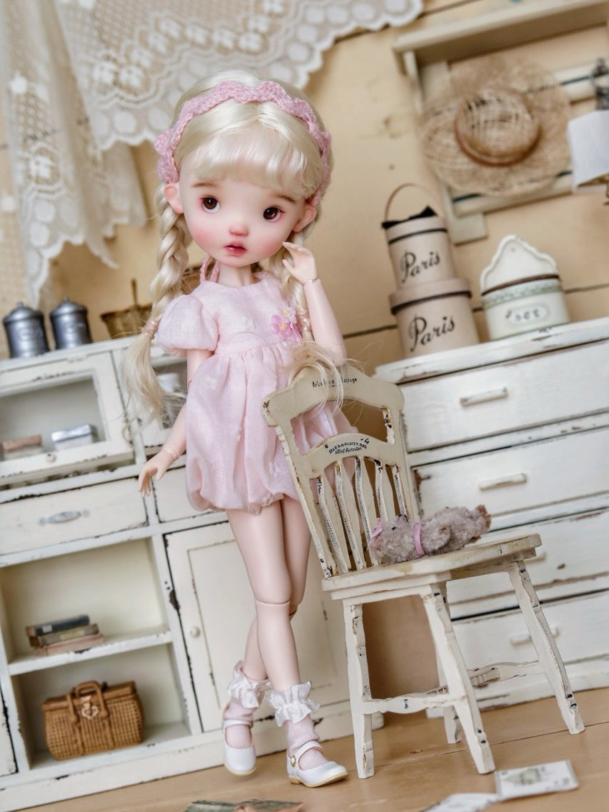 Peaches Custom 1/6 BJD OOAK - Spring Pink Braids Doll - ToastDoll