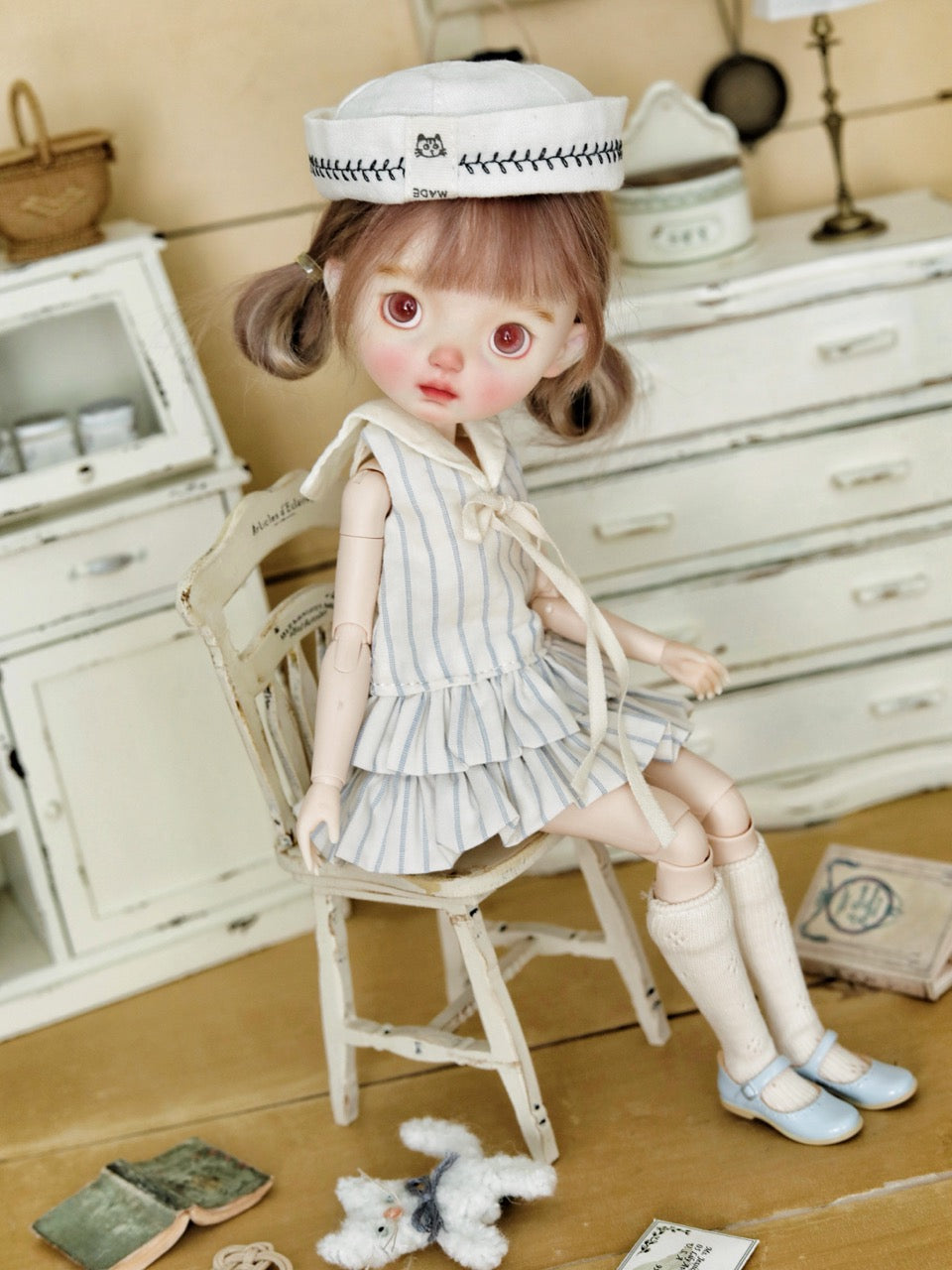 Camille Custom 1/6 BJD OOAK Chill Sailor Doll Sitting Pose | ToastDoll