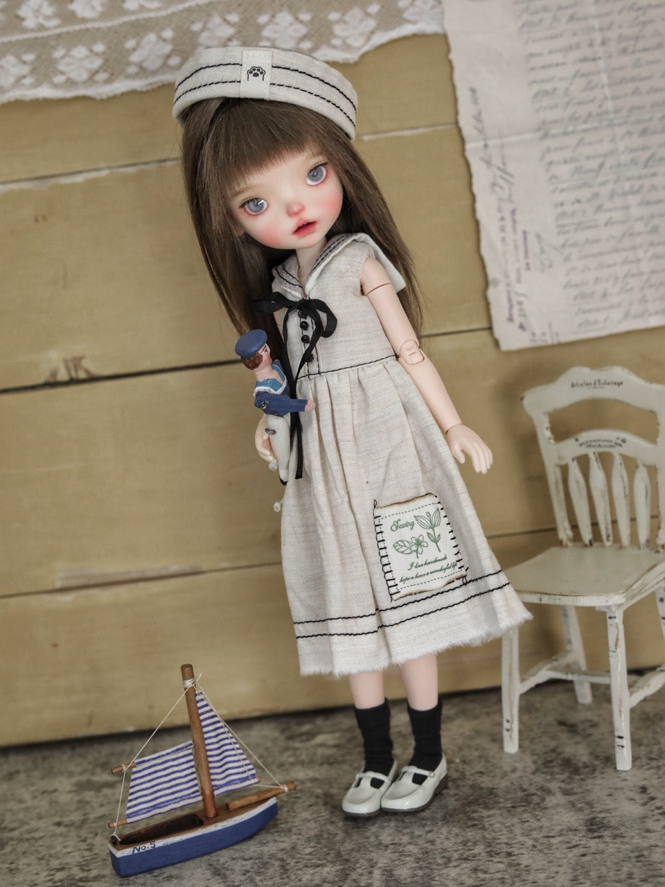 Mila Custom 1/6 BJD OOAK Vintage Sailor Doll Standing Pose | ToastDoll