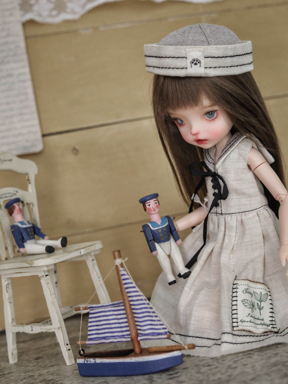 Mila Custom 1/6 BJD OOAK Vintage Sailor Doll Side Face | ToastDoll