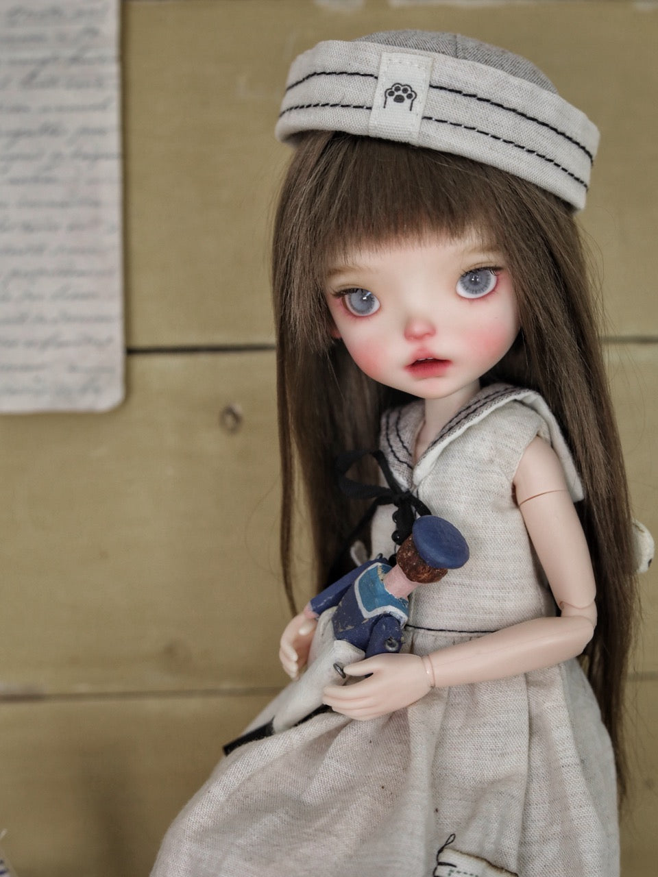 Mila Custom 1/6 BJD OOAK Vintage Sailor Doll Close-up | ToastDoll