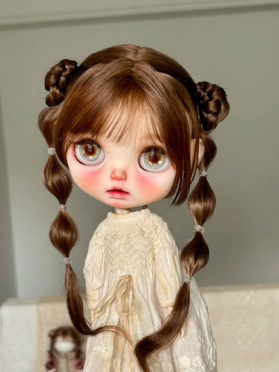 Handmade Blythe Wig,  Braided Twiin Tails