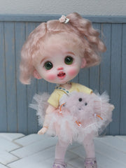 Handmade Ob11 Wig, Short Curly Hair with Bangs