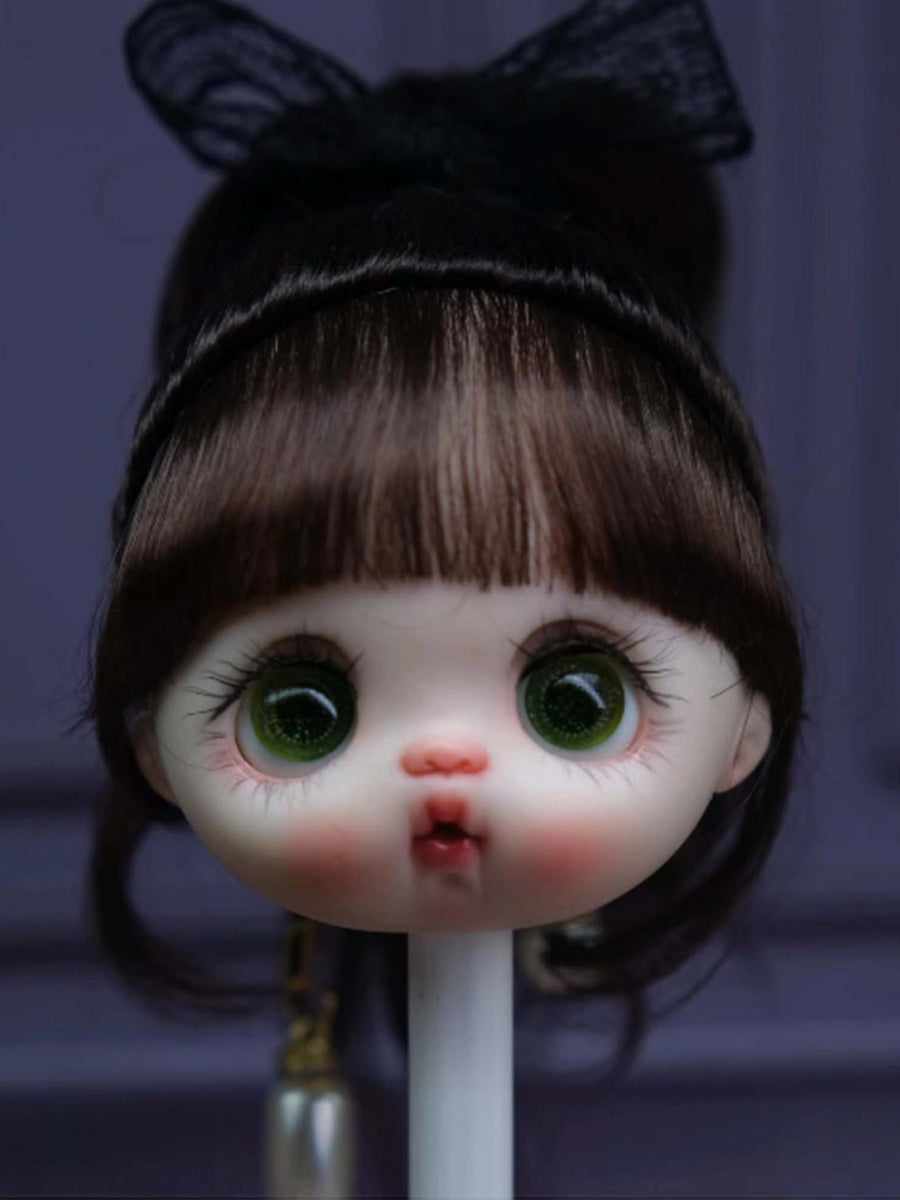 Handmade Ob11  Wig, Styled Hair with Curls and Bangs