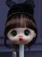 Handmade Ob11  Wig, Styled Hair with Curls and Bangs