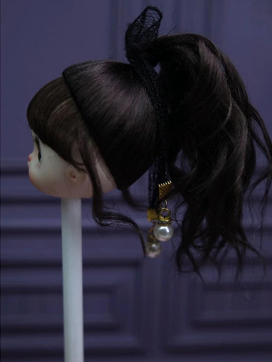 Handmade Ob11  Wig, Styled Hair with Curls and Bangs