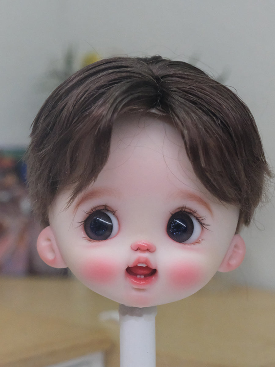 Handmade Ob11  Wig, Short Hair with Center Part Bangs