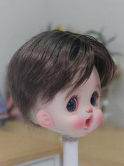 Handmade Ob11  Wig, Short Hair with Center Part Bangs