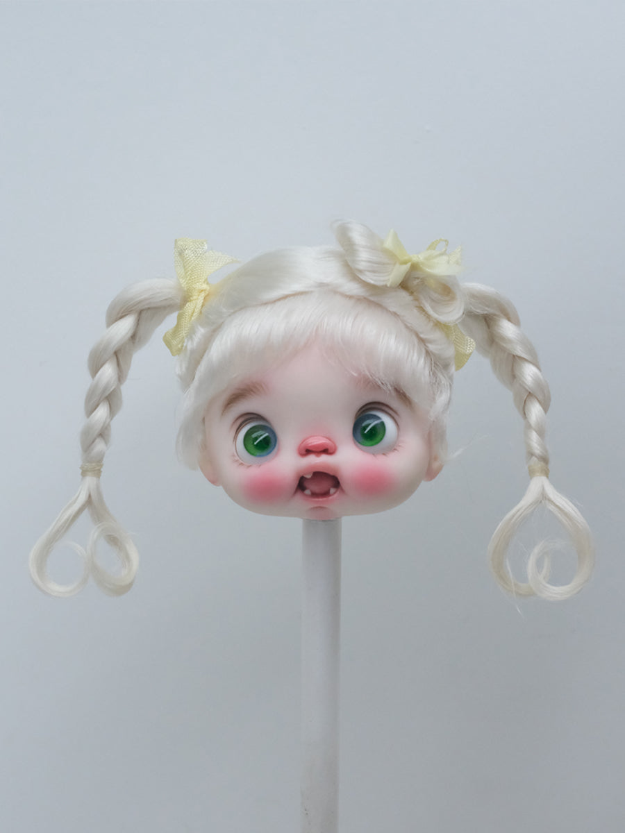 Handmade Ob11 Wig,Twin Side Braids with Bangs