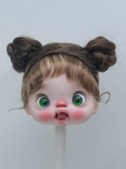 Handmade Ob11 Wig,Twin Side Buns with Bangs