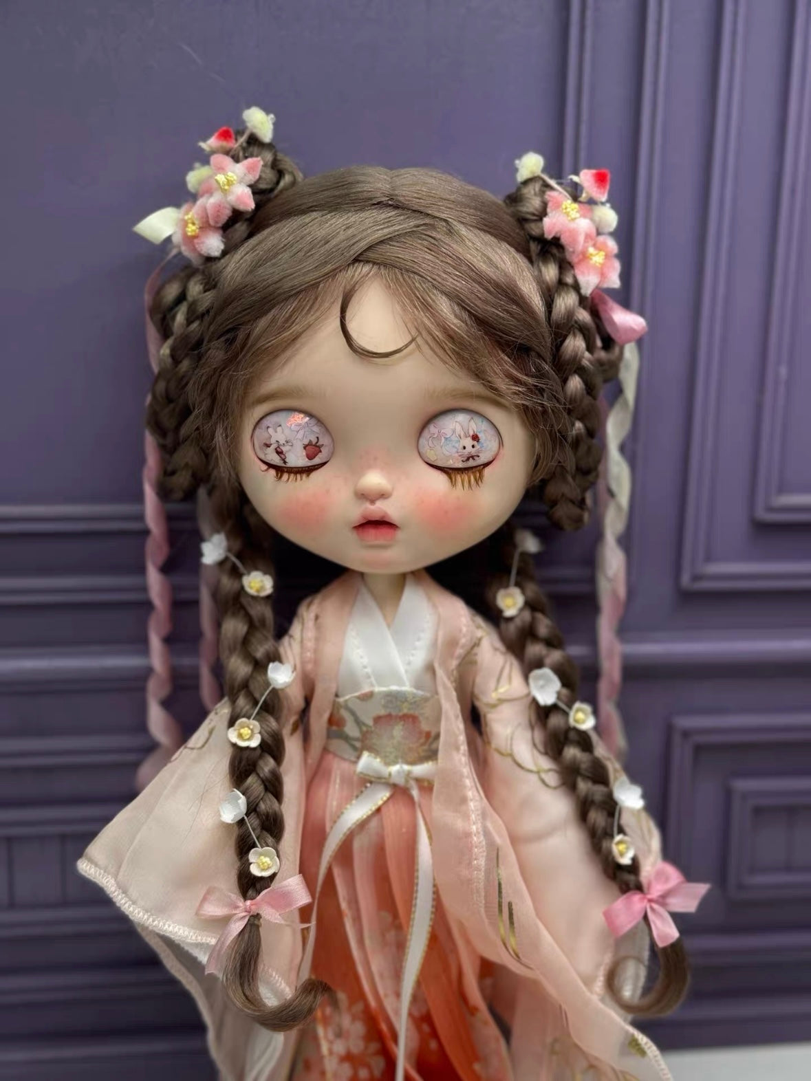 Handmade Blythe Wig, Traditional Chinese Hairstyle with Braids