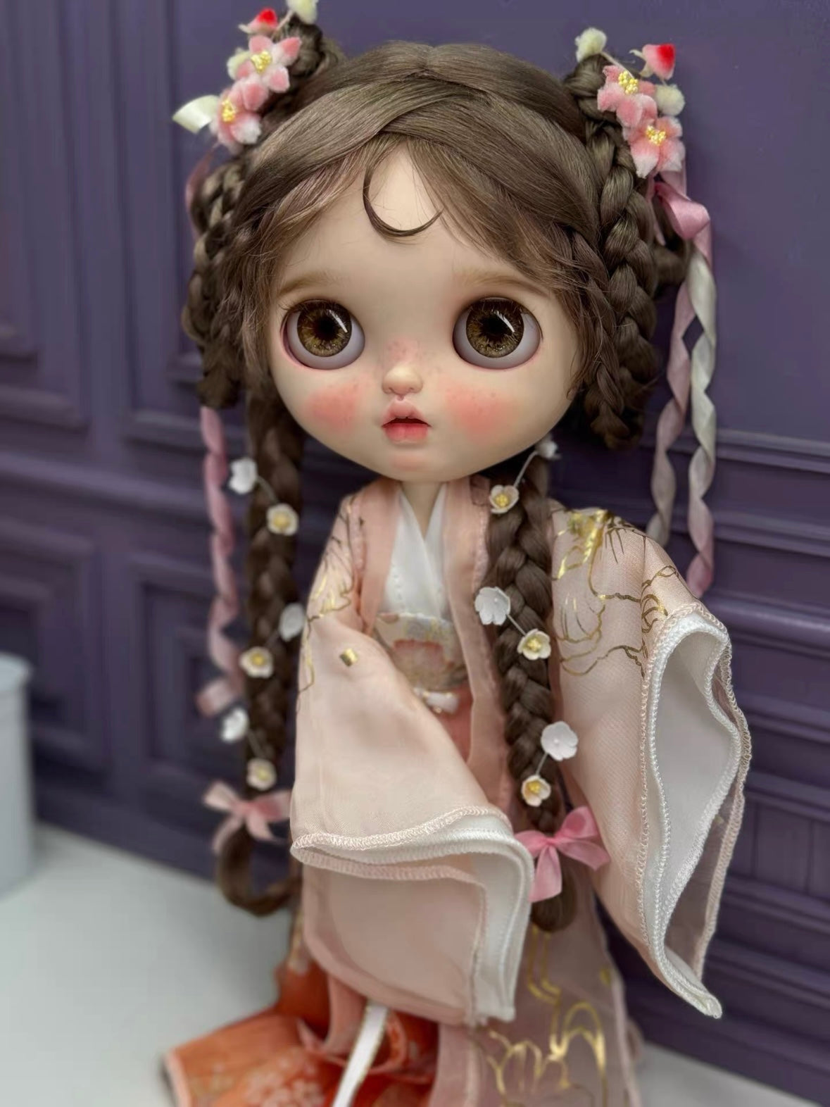 Handmade Blythe Wig, Traditional Chinese Hairstyle with Braids