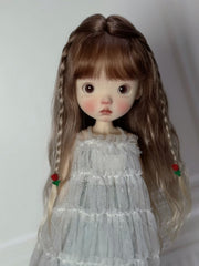 Mohair Twin Tails Braids 1/6 BJD Wig - Handmade Doll Hair - ToastDoll