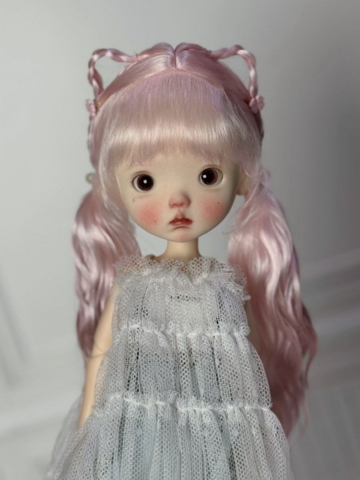 Mohair Twin Tails Braids 1/6 BJD Wig - Handmade Doll Hair - ToastDoll
