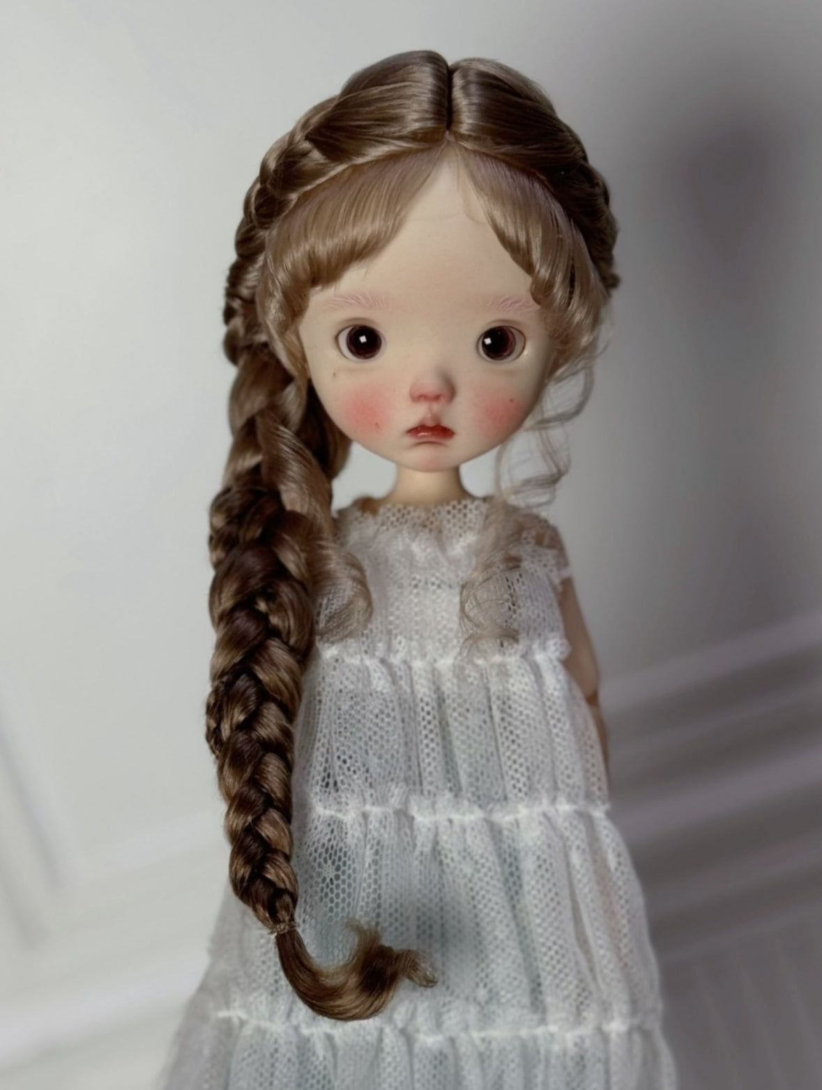 Mohair Twin Tails Braids 1/6 BJD Wig - Handmade Doll Hair - ToastDoll