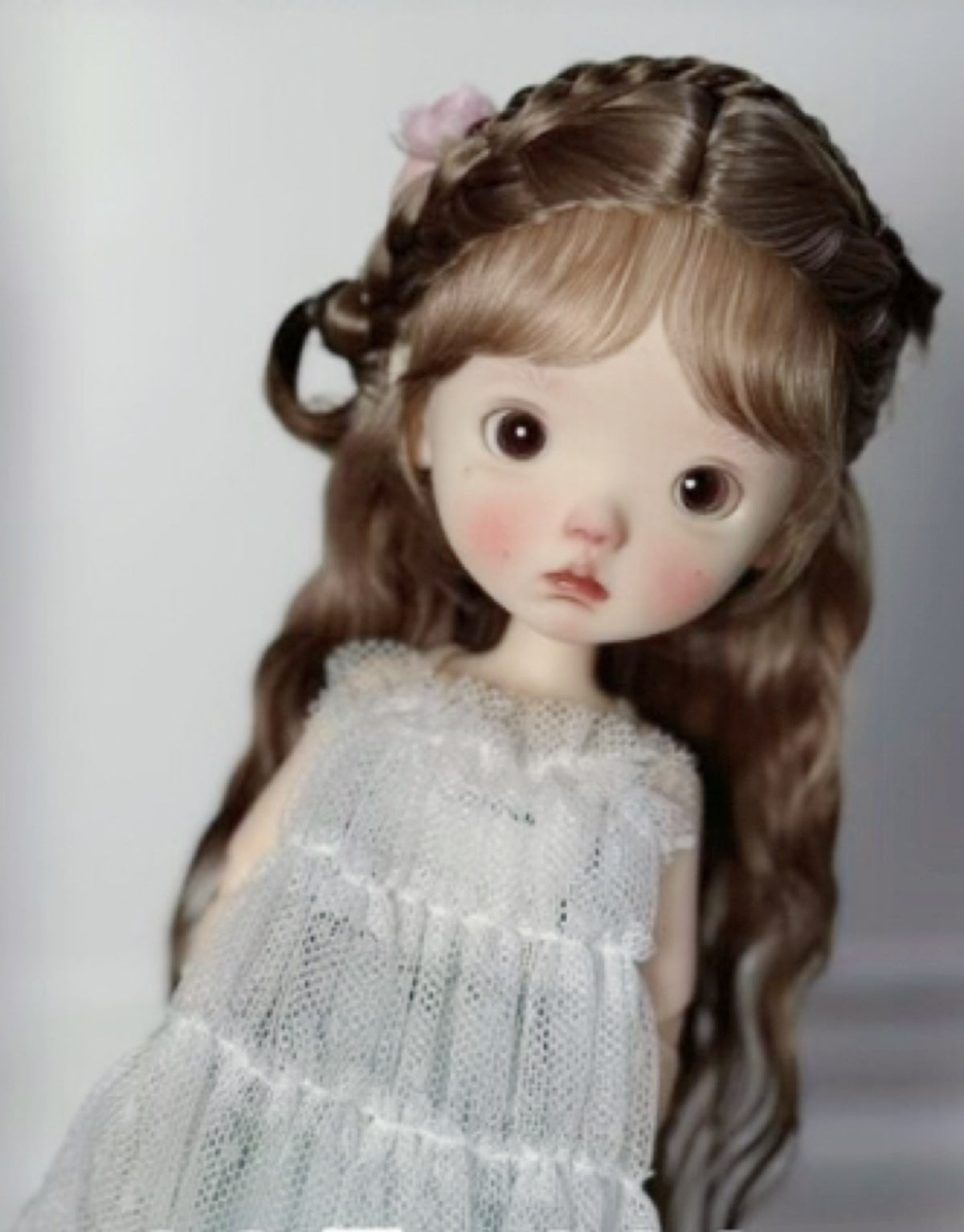 Mohair Twin Tails Braids 1/6 BJD Wig - Handmade Doll Hair - ToastDoll