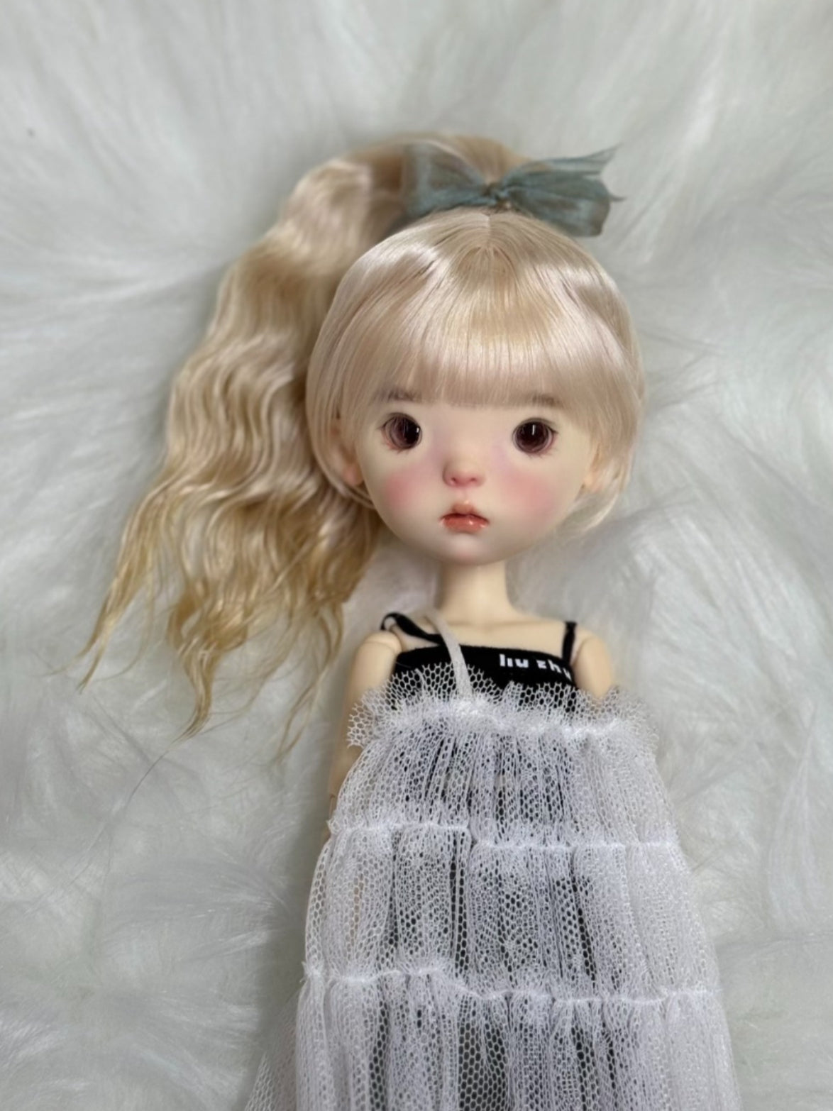 Mohair Braids Curls Ponytail 1/6 BJD Wig - Handmade Doll Hair - ToastDoll