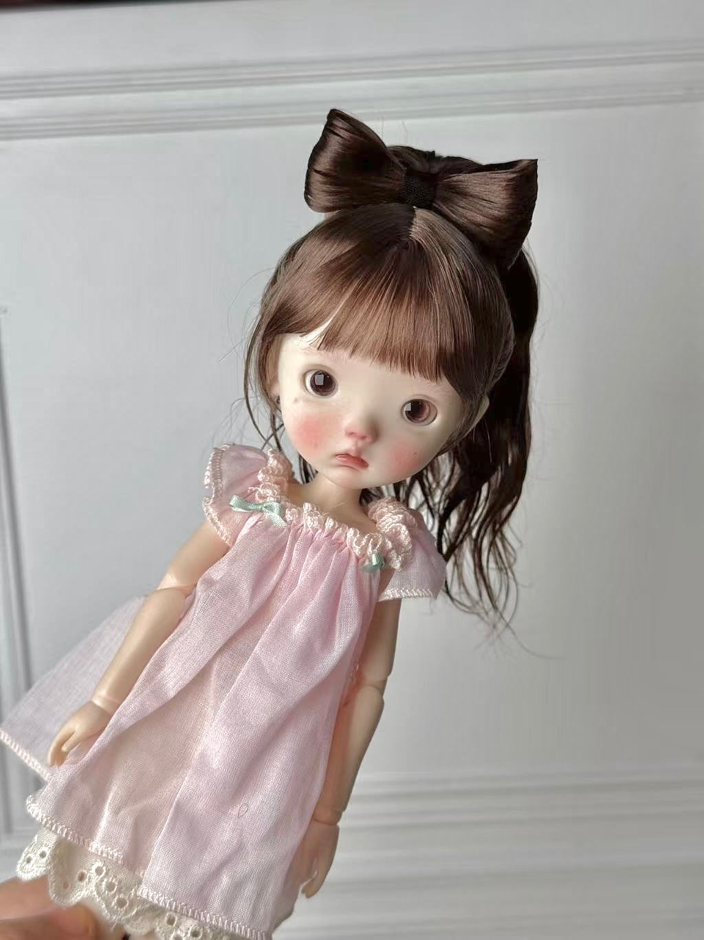 Mohair Bow Ponytail BJD Wig - Handmade Doll Hair - ToastDoll
