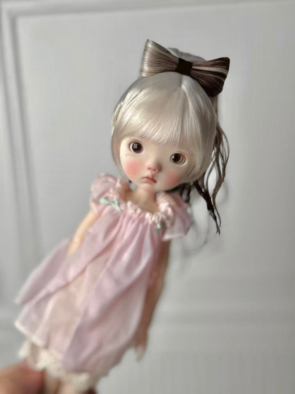 Mohair Bow Ponytail BJD Wig - Handmade Doll Hair - ToastDoll