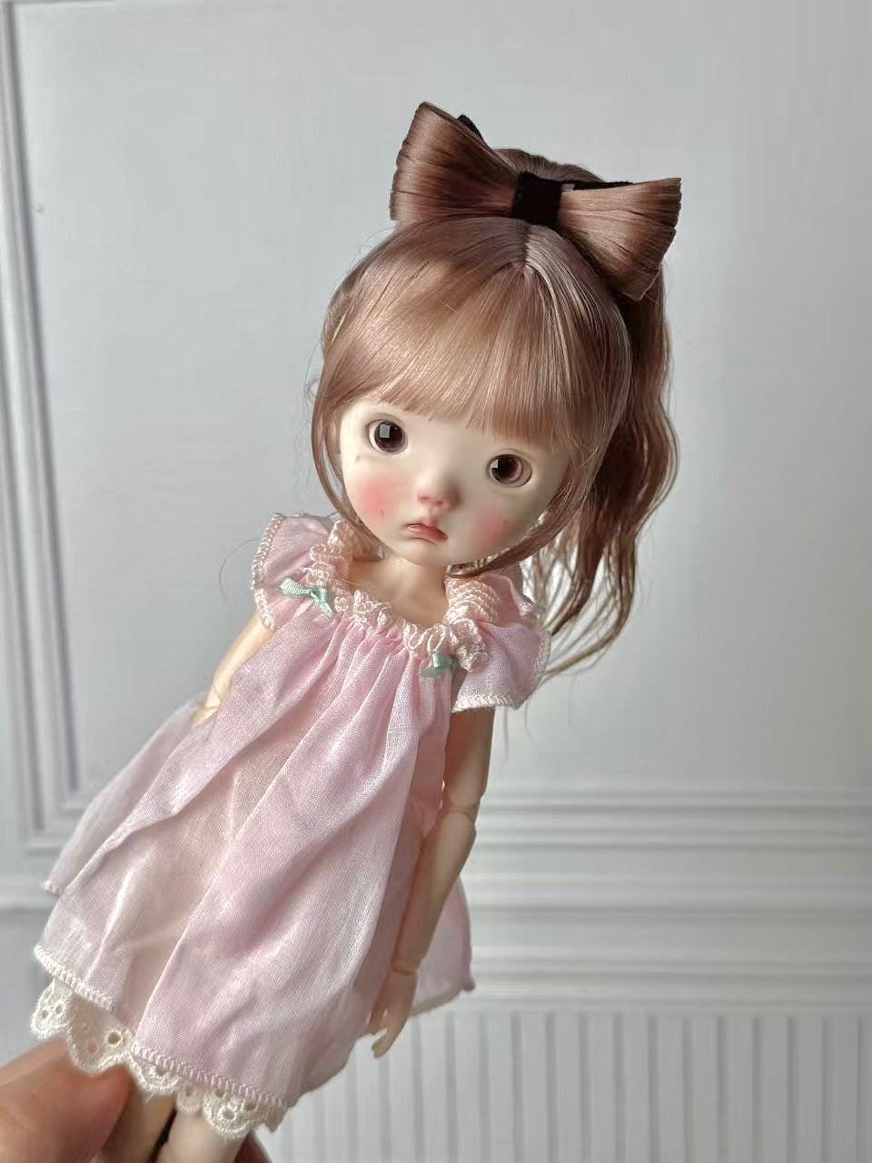 Mohair Bow Ponytail BJD Wig - Handmade Doll Hair - ToastDoll