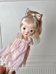 Mohair Bow Ponytail BJD Wig - Handmade Doll Hair - ToastDoll