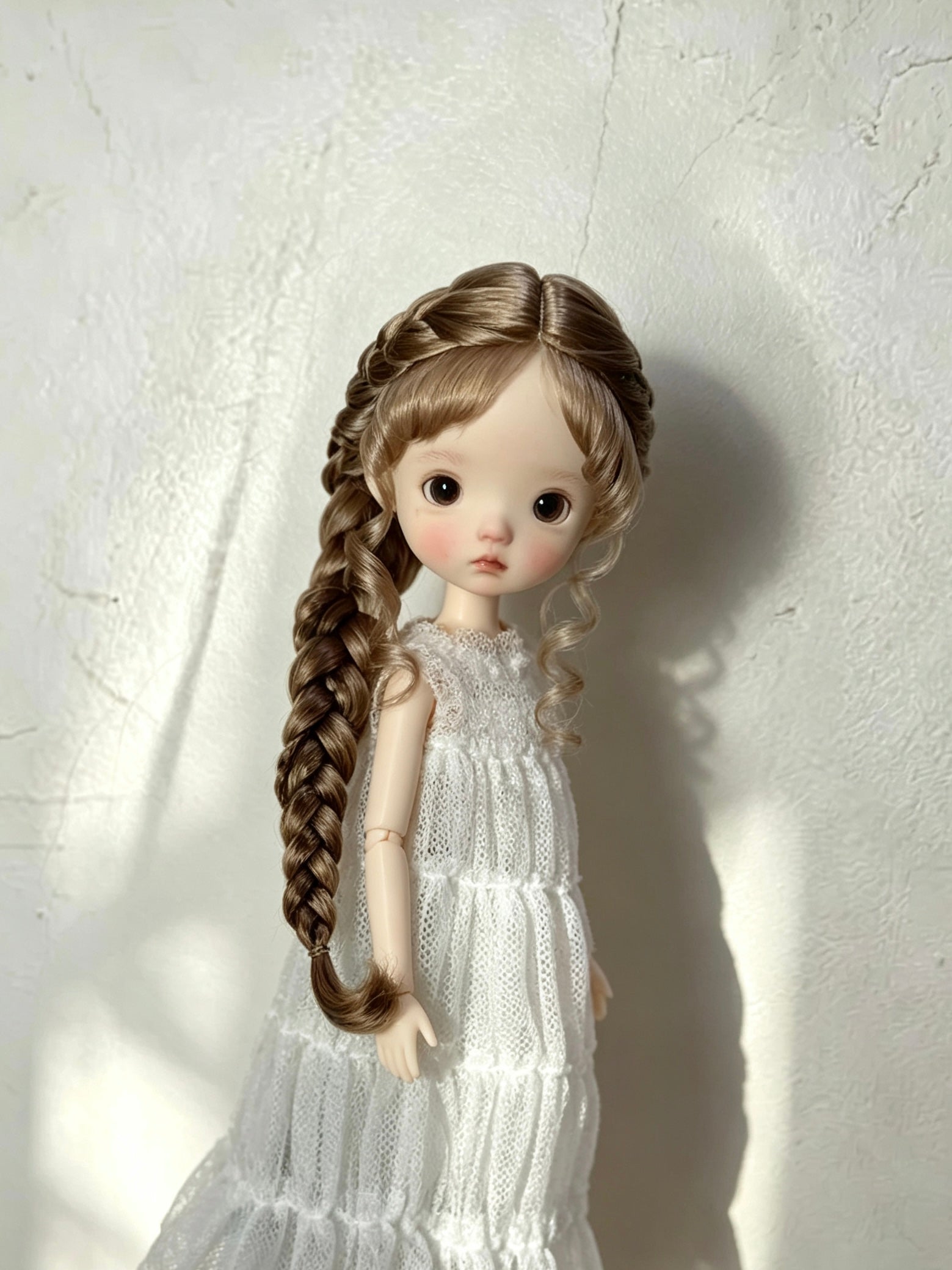 Mohair Side Braid BJD Wig - Handmade Doll Hair - ToastDoll