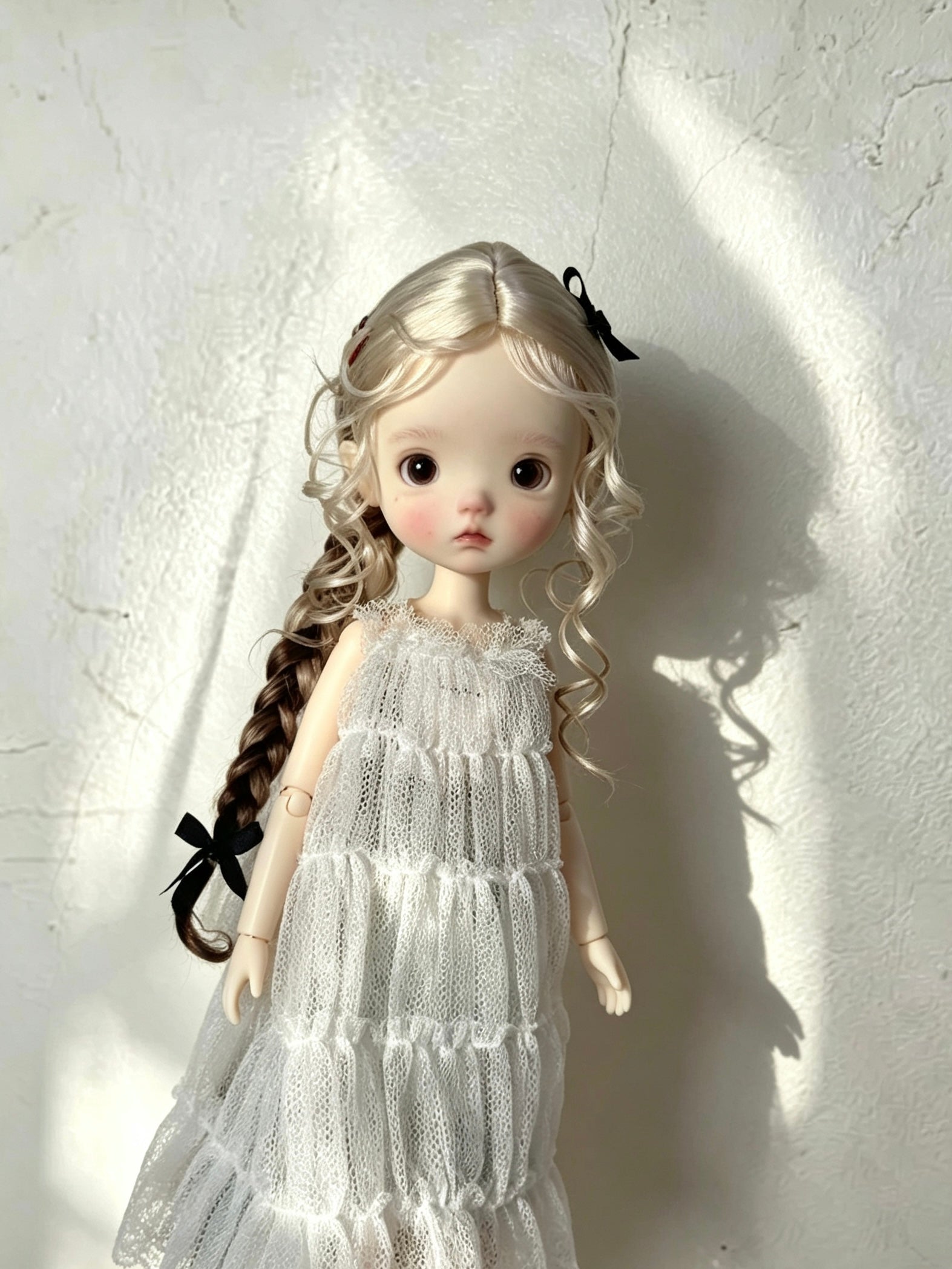 Mohair Side Braid BJD Wig - Handmade Doll Hair - ToastDoll