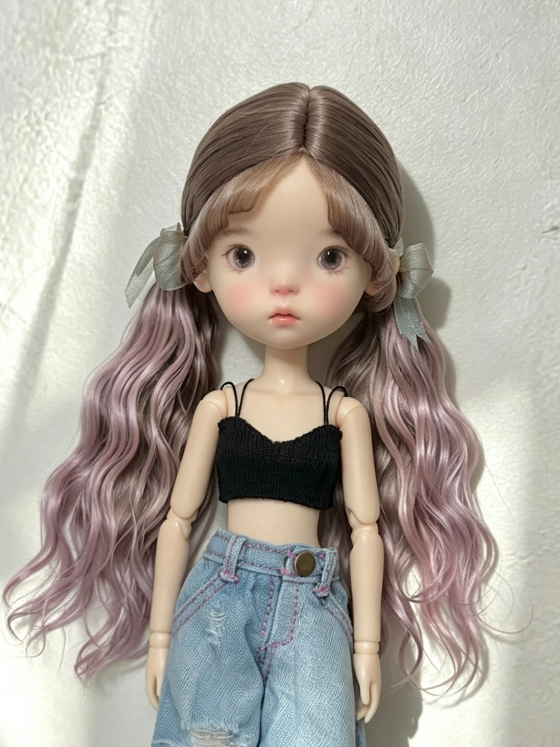 Braided Twin Tails Wave BJD Wig - Handmade Doll Hair - ToastDoll