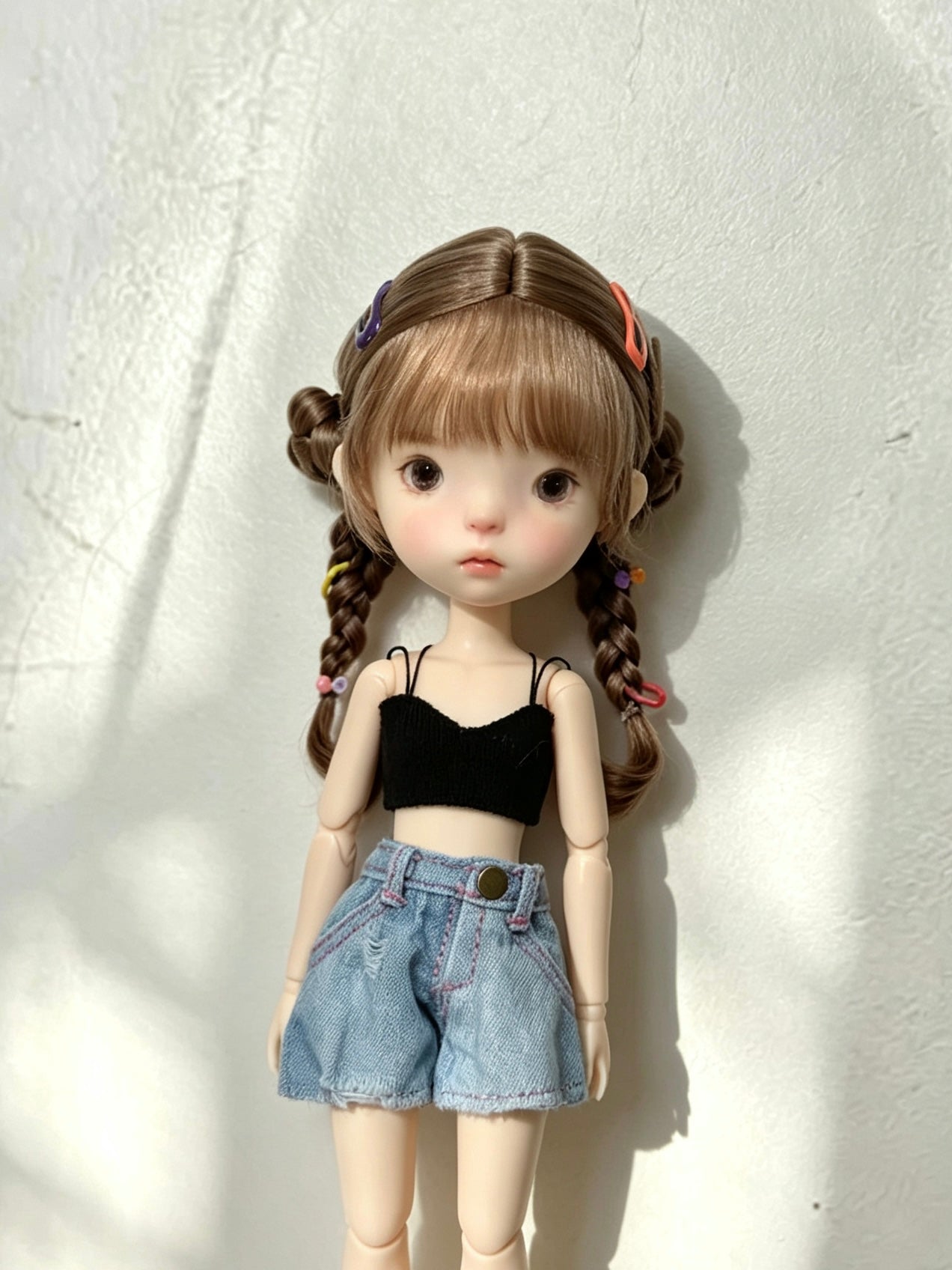 Braided Twin Tails BJD Wig - Handmade Doll Hair - ToastDoll