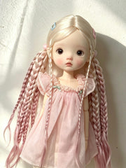 Braided Twin Tails BJD Wig - Handmade Doll Hair - ToastDoll