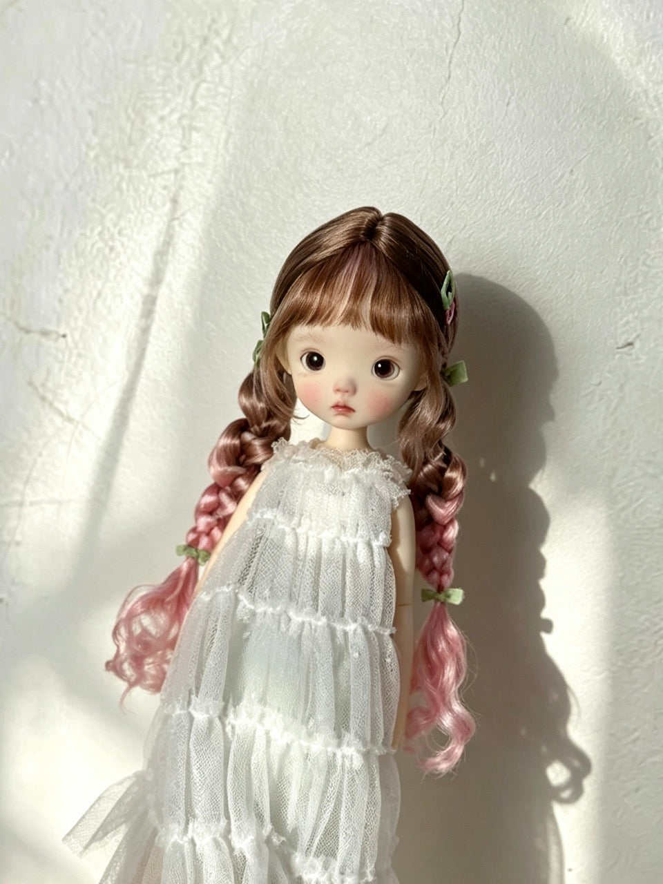 Braided Twin Tails BJD Wig - Handmade Doll Hair - ToastDoll