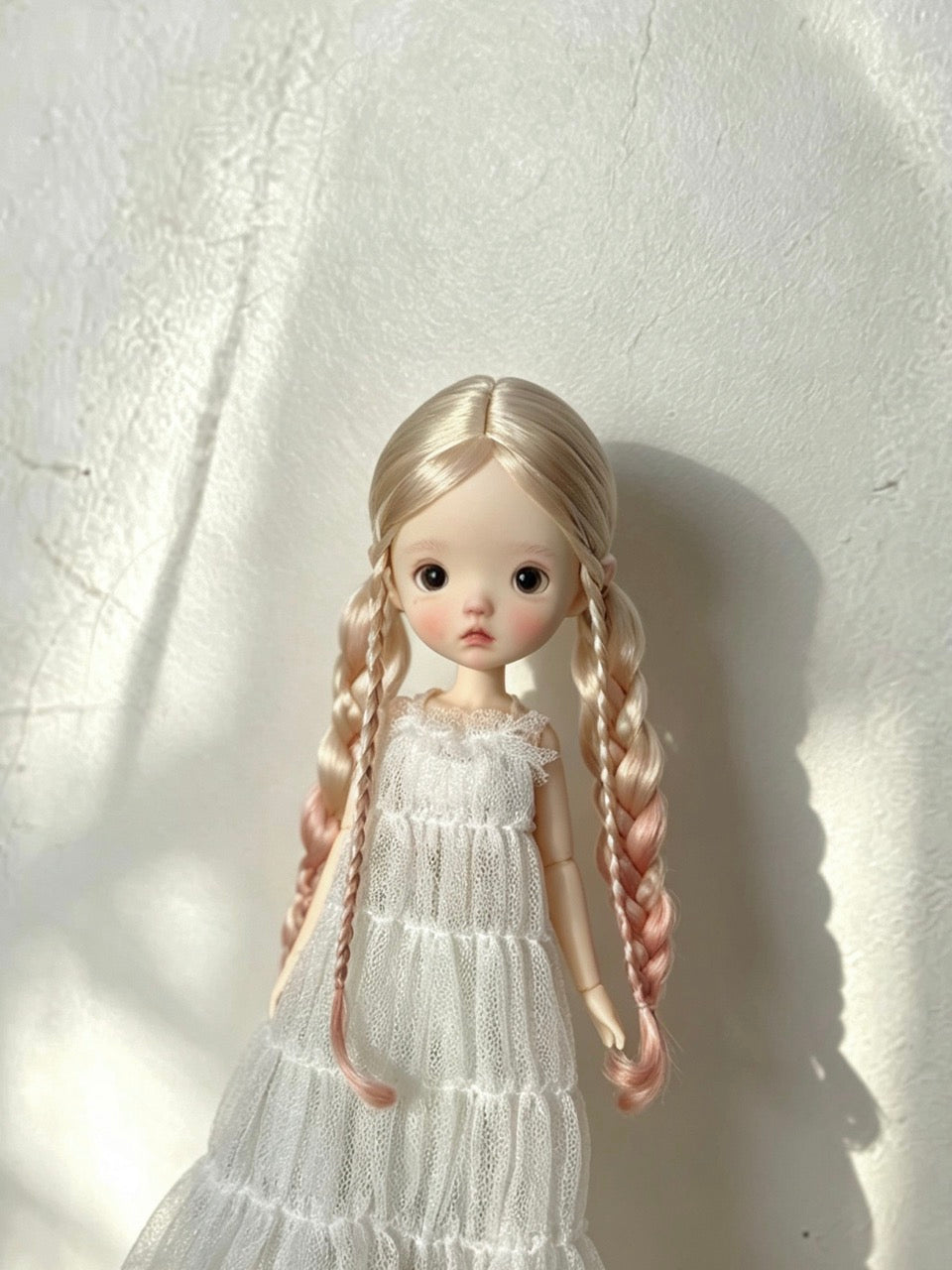 Braided Twin Tails BJD Wig - Handmade Doll Hair - ToastDoll