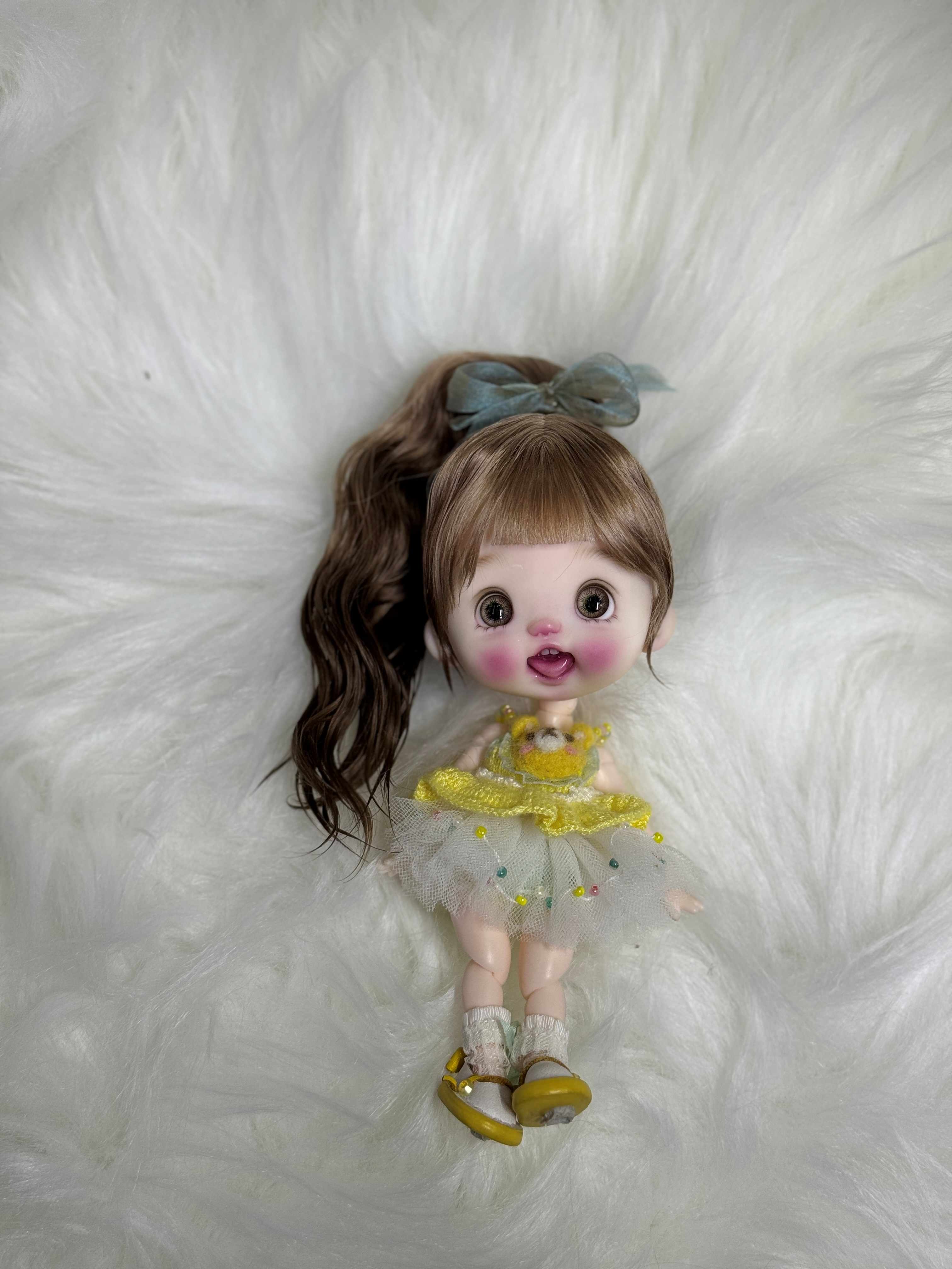 Ponytail Bun OB11 Wig - Handmade Doll Hair - ToastDoll