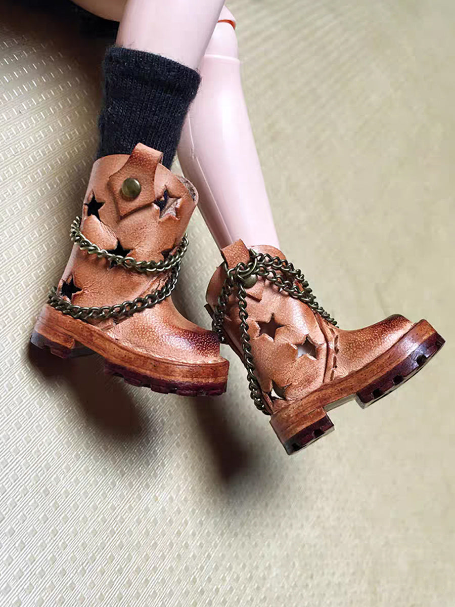 Handmade Shoes for Blythe/BJD, Punk Star Cutout Chain Boots