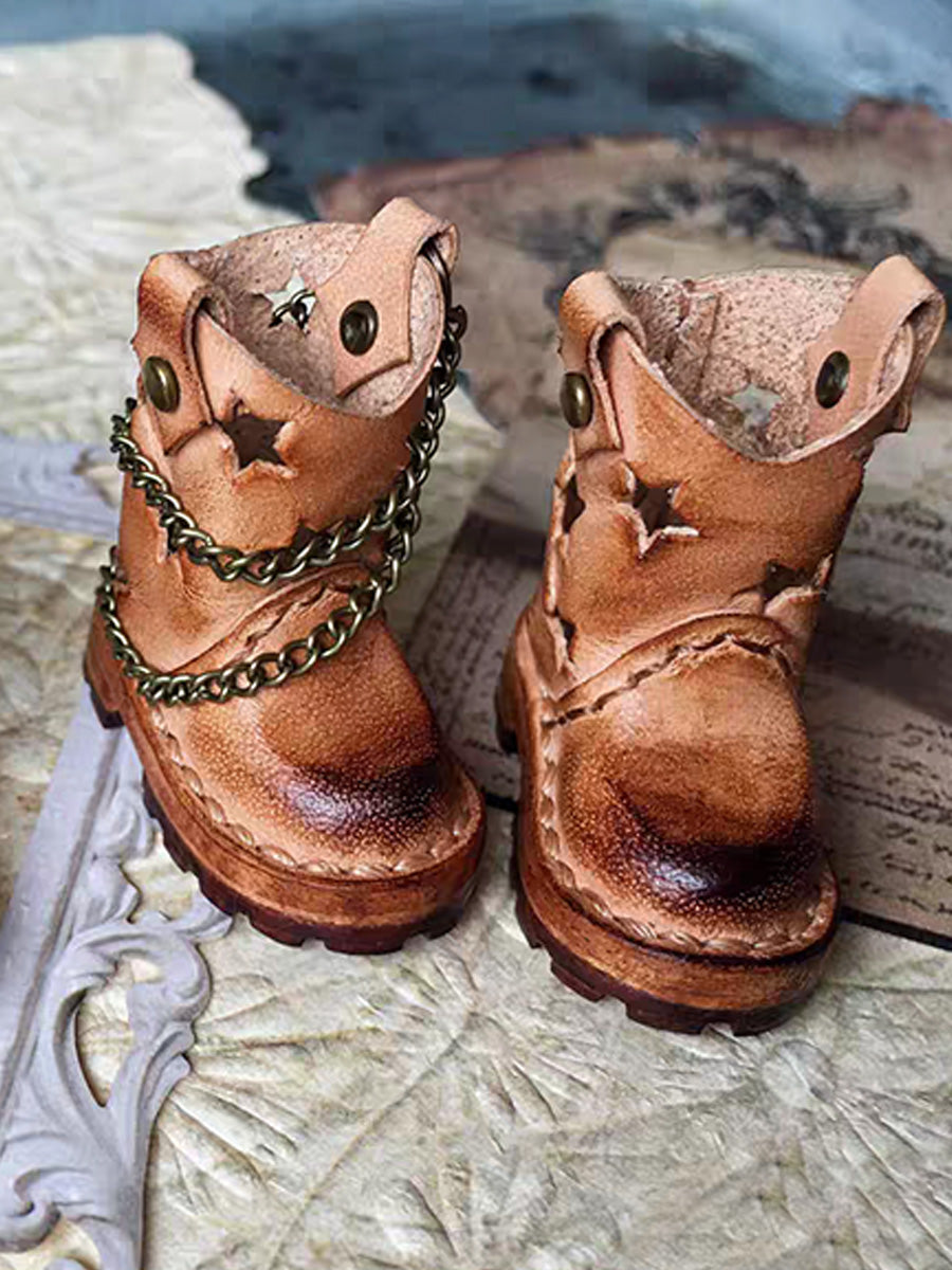 Handmade Shoes for Blythe/BJD, Punk Star Cutout Chain Boots