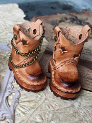 Handmade Shoes for Blythe/BJD, Punk Star Cutout Chain Boots