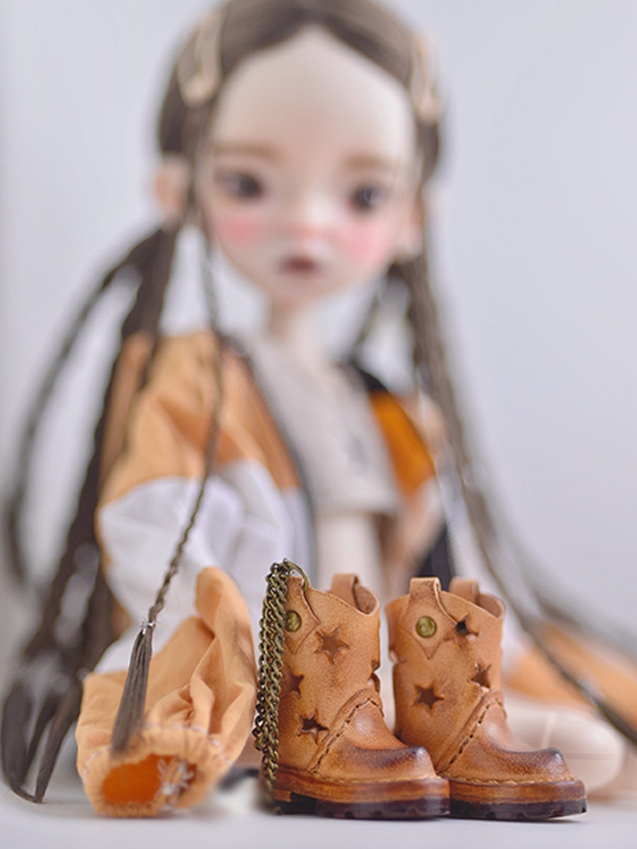 Handmade Shoes for Blythe/BJD, Punk Star Cutout Chain Boots