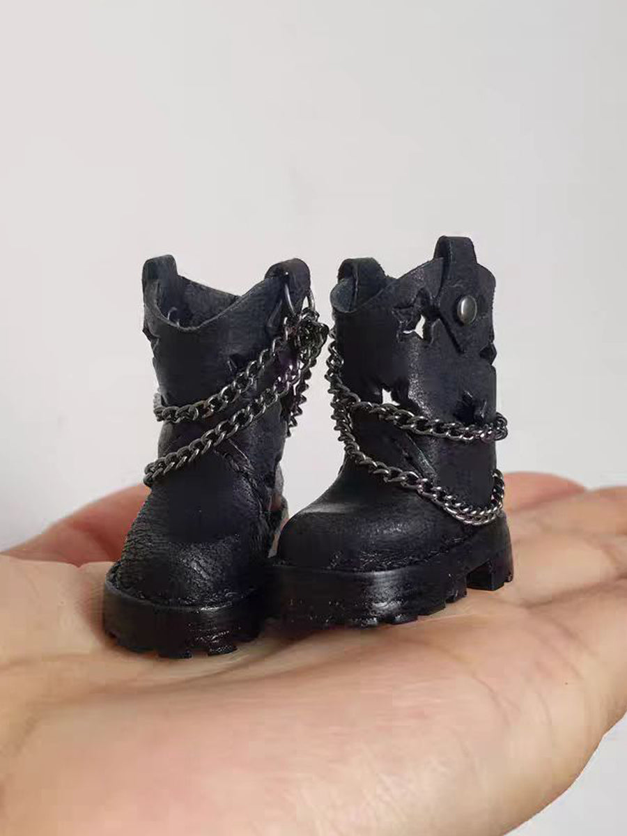 Handmade Shoes for Blythe/BJD, Punk Star Cutout Chain Boots