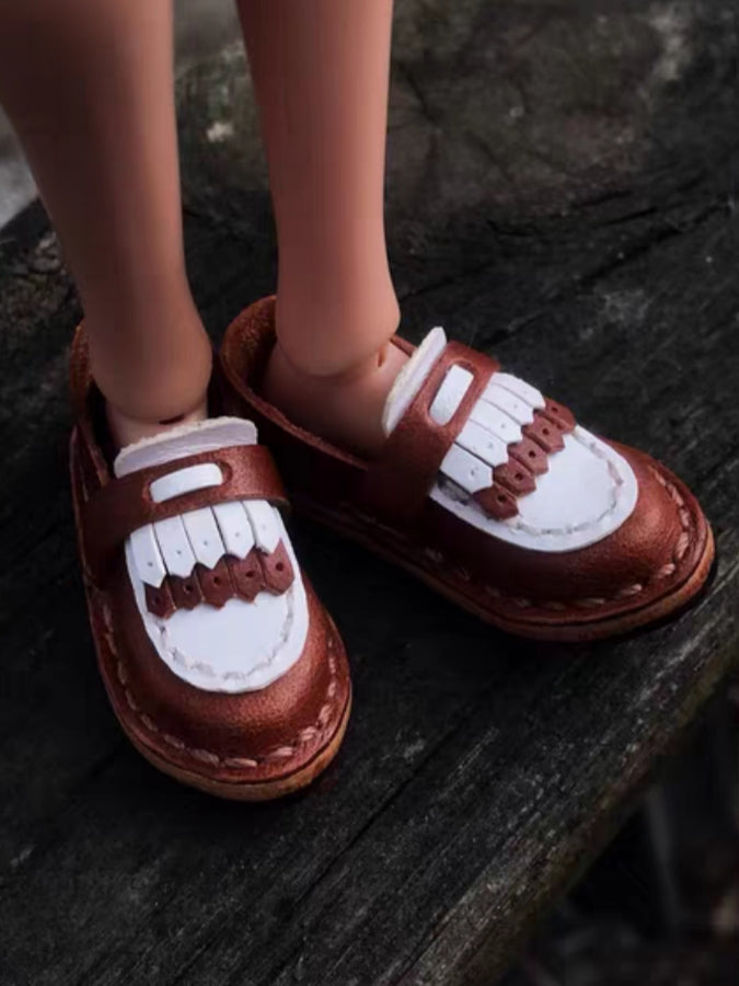 Handmade Shoes for Blythe/BJD, Two-Tone Fringe Loafers