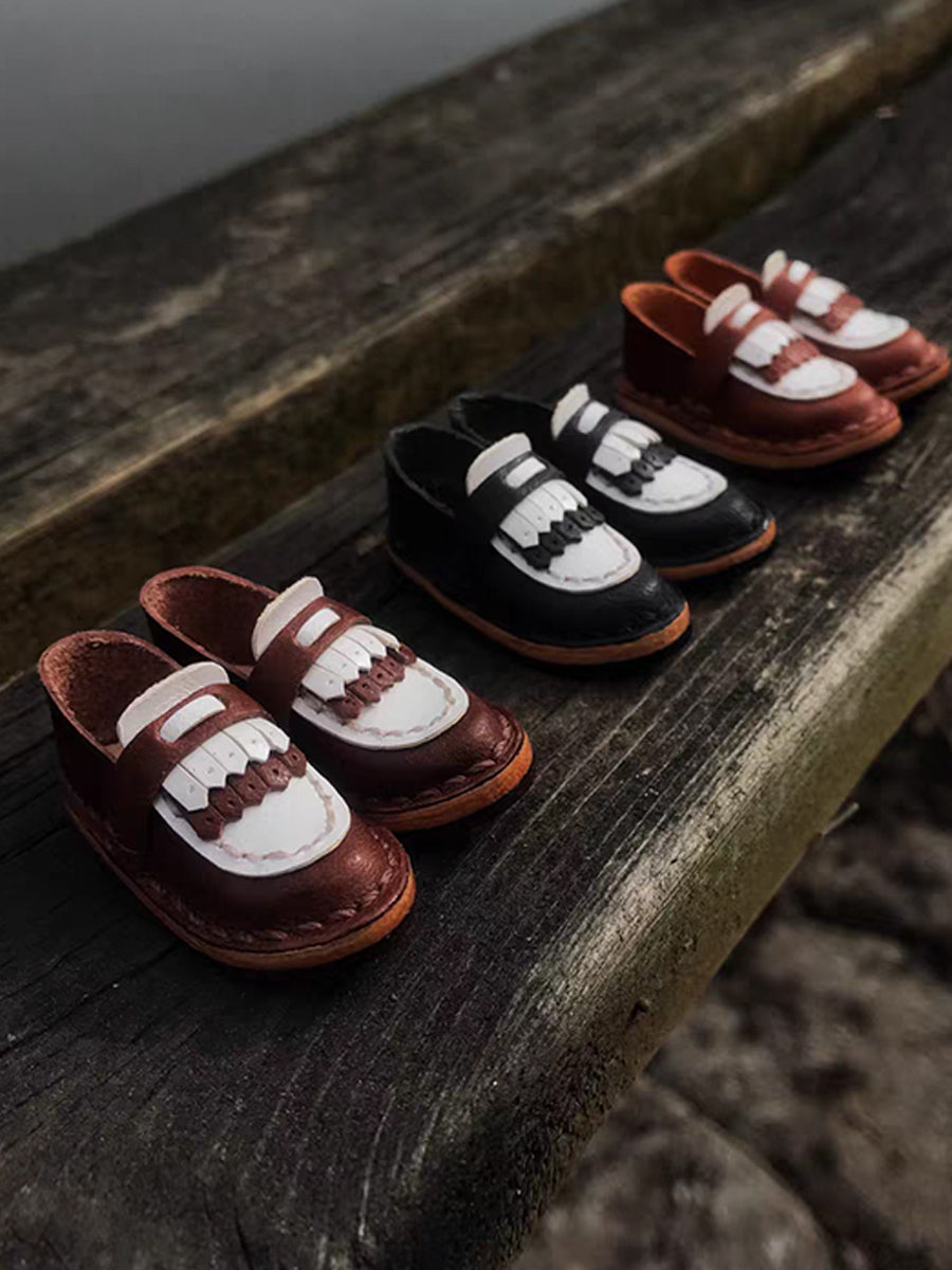 Handmade Shoes for Blythe/BJD, Two-Tone Fringe Loafers