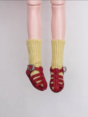 Leather Fisherman Blythe Sandals - Handmade Doll Shoes - ToastDoll